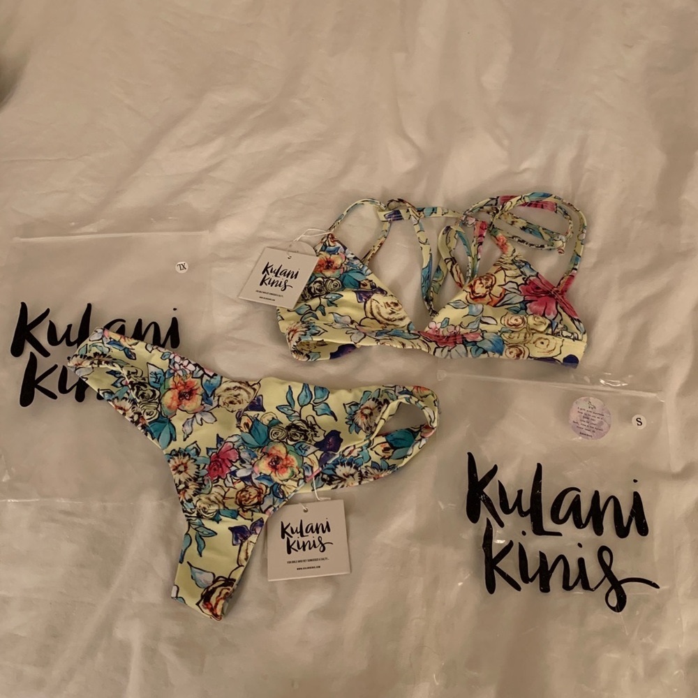 Kulani Kinis Yellow Floral Bikini Cheky Bottom
